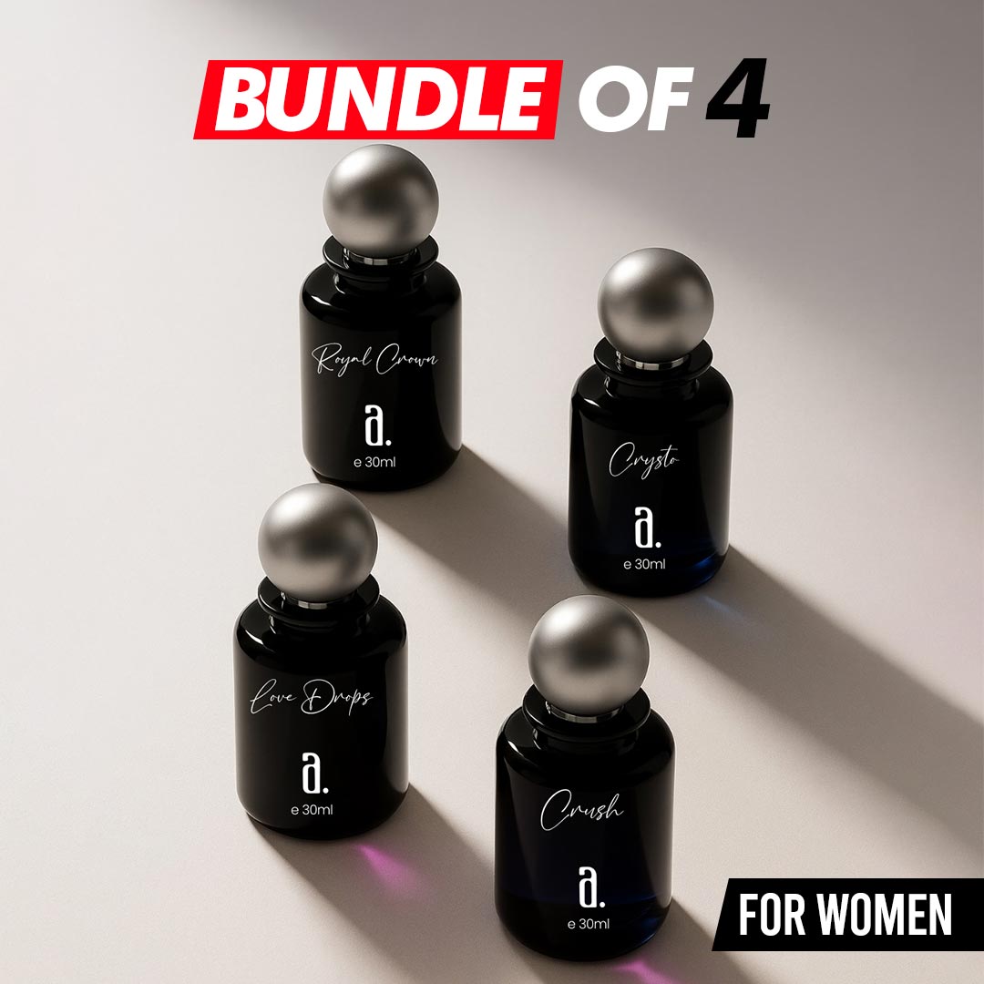 Women Bundle Pack of 4 (30 ML) - Royal Crown, Crysto, Love Drops, Crush