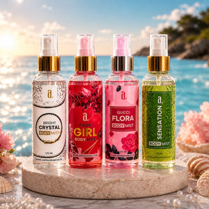 BUNDLE OF 4 BODY MISTS FOR WOMEN – BRIGHT CRYSTAL, GOOD GIRL, GUCCI FLORA & SENSATION