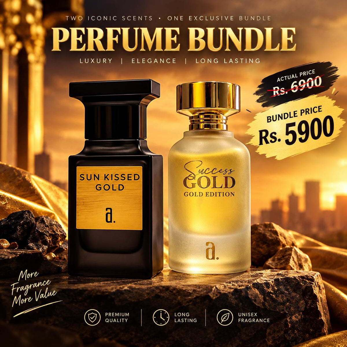 Premium Perfume Bundle – Sun Kissed Gold & Success Gold 50ML